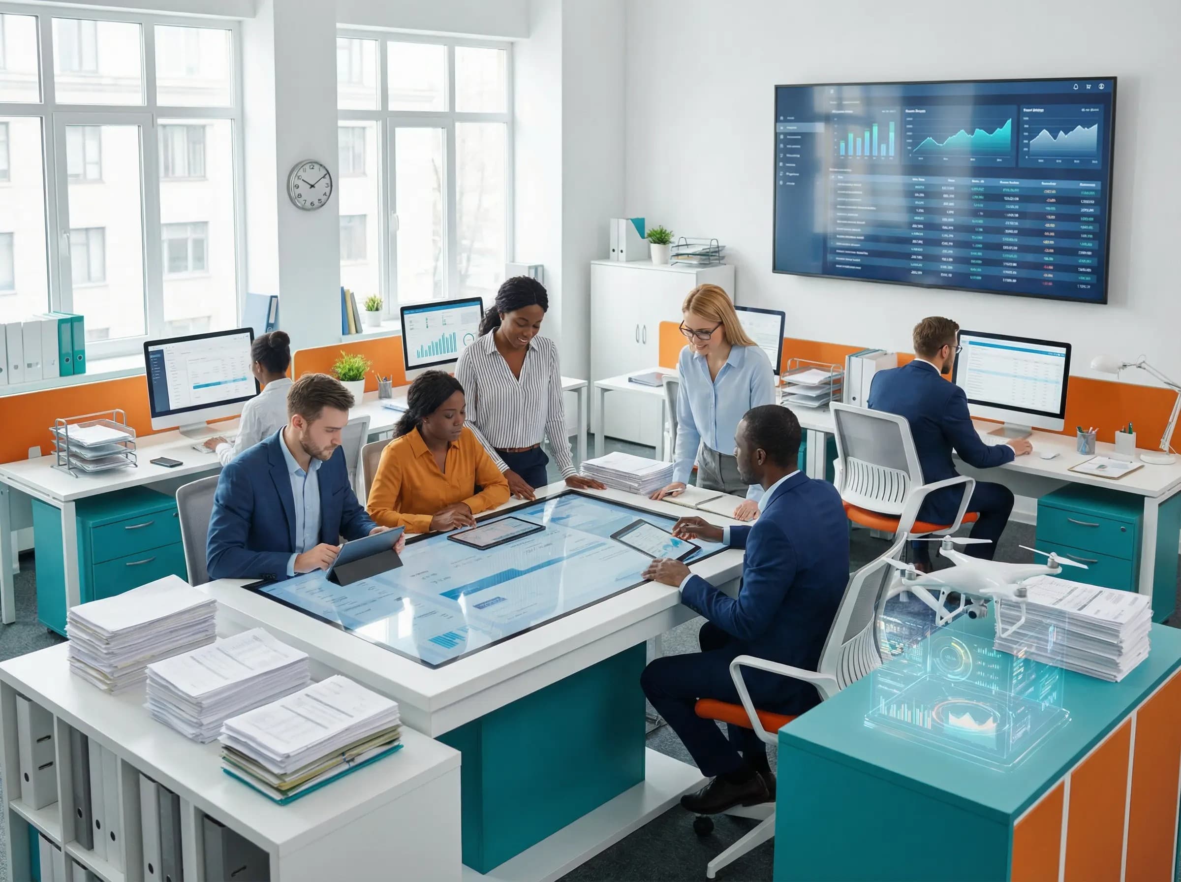 Modern office analyzing data